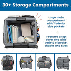 ECR4Kids Universal Rolling Cart with Canvas Organizer Bag, Mobile Storage, Dark Grey/Grey
