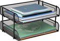 Mind Reader Stackable Paper Tray, Desktop Organizer, File Storage, Office, Metal Mesh, 13.5" L x 10" W x 7.25" H, 2 Pcs., Black