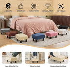 BRIAN & DANY Small Foot Stool Ottoman, Footstool with Legs, Teddy Velvet Foot Rest for Living Room, Bedroom and Office, Beige