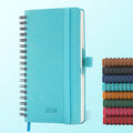IN-LUXPRO Planner 2026 Daily Weekly and Monthly,6.5"x3.75",12 Months Spiral Bound Calendar Agenda with Self-adhesive Pen Holder,2026 Appointment Book with Vegan Leather Soft Cover,Light Blue
