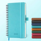 IN-LUXPRO Planner 2026 Daily Weekly and Monthly,6.5"x3.75",12 Months Spiral Bound Calendar Agenda with Self-adhesive Pen Holder,2026 Appointment Book with Vegan Leather Soft Cover,Light Blue