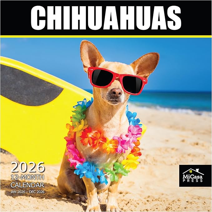 MICASA PRESS Chihuahuas 2026 Wall Calendar 12 Month | 12" x 24" Open | Thick & Sturdy Paper | Holiday Gift | Cute Puppy Dog Calendar 2026
