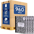 EPI 960 Pack (Pallet) College Ruled Composition Notebook Bulk, 200 pages (100 Sheets), 9-3/4 x 7-1/2, Black Marble, Bulk School Supplies, Heavy Duty, Durable Office Notebooks, Sturdy Sewn Binding