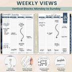 bloom daily planners 2026 Hardcover Calendar Year Goal & Vision Planner (January to December) - Monthly & Weekly Agenda Organizer - 7.5" x 9" - Midnight Sky