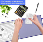 HAUTOCO Hardcover Accounting Ledger Book for Small Business Bookkeeping Horizontal Money Expense Tracker Notebook with 2 Storage Pouch, Personal Columnar Log Journal 10.78 x 8'', Navy Blue