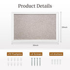 VUSIGN Linen Bulletin Board, 30'' x 20'' Large White Cork Board Decorations, Wall Mounted White Framed Cork Boards, Fabric Pin Boards for Walls with 10 Pushpins for Home, School, Office
