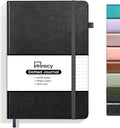 Annecy Numbered Bullet Dotted Journal Notebook, Medium 5.5x 8.25, 160 Pages 100GSM Writing Paper, A5 Black Faux Leather Cover with Pen Loop