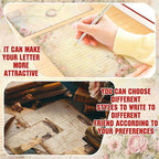 TaoBary 160 Pcs Stationery Paper Set 50 Double Sided Stationery Papers with 50 Matching Envelopes and 60 Round Dot Sticker, 10 Design(Lace Edged Scrapbook,8.5 x 11 Inch)