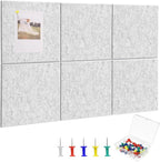Large Cork Board 36" x 24", 6 Pack Felt Wall Tiles with Colored Pushpins, Bulletin Board with Removable Self-Adhesive Strips, Pin Board Cork Boards for Walls Office Home-Light Gray