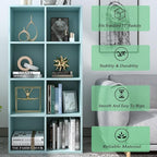 OSCHF 8-Cube Storage Shelf Bookcase - Wooden 4-Tier Floor Standing Open Bookshelf, Modern TV Stand up to 55 Inchs for Home and Office, Light Blue