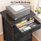 4 Drawers Mobile File Cabinet Vertical Filing Cabinet with Fabric Drawer Fits A4/Letter Size Printer Stand for Home Office，Black