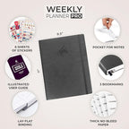 Clever Fox Planner PRO – Weekly & Monthly Life Planner to Increase Productivity, Time Management and Hit Your Goals, 8.5x11″ (Silver Black)