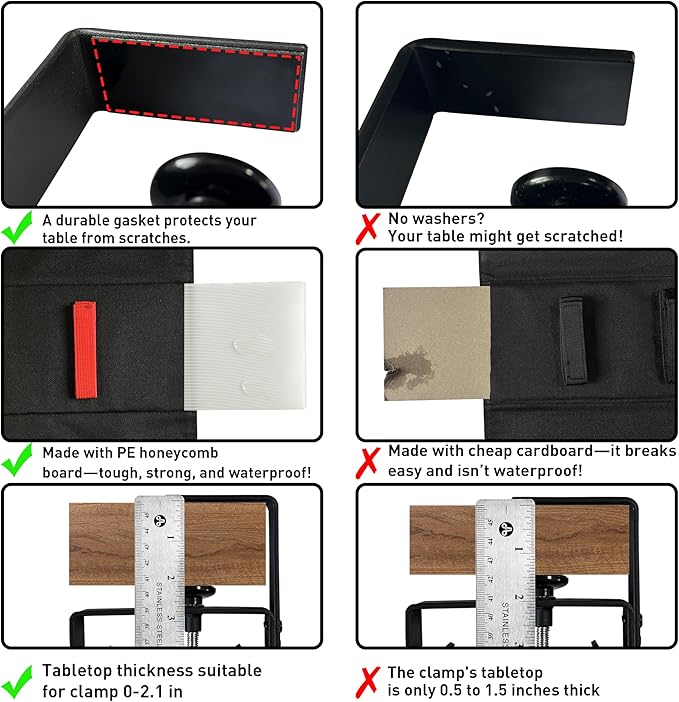 AHOMO,Under Desk Cable Management,No Drill 36",cord organizer,with Silicone Pads (No Scratch!)16 Cable Ties,Washable PE Honeycomb Base,Clamp/Screw Mount-Fits Any Desk 0-2.1",No Stinky Cardboard! Black