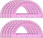 Hoiny 10 Pack Clear Protractor, 6 Inch Plastic Protractors, 180 Degrees Accurate Math Geometry Tools for School, Office, Classroom (Pink)