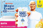 Mr. Clean Magic Eraser Sponge, Bathroom Cleaner, Shower Cleaner, Tub Cleaner, Soap Scum Remover, Bathroom Cleaning Supplies, Dawn Cleaning Power with Lemon Scent, 2 in 1 Bath, 7ct