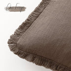 Foindtower Set of 2 Decorative Linen Fringe Throw Pillow Covers Cozy Farmhouse Cushion Cover with Tassels Accent Pillowcase for Couch Chair Sofa Bed Living Room Home Decor,24×24 Inch,Light Coffee