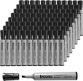 INTUNO Permanent Markers, 96 Count Black, Chisel tip, Oil-Based Permanent Markers, Waterproof and Fade-Resistant, for Paper, Wood, Metal, Glass and More