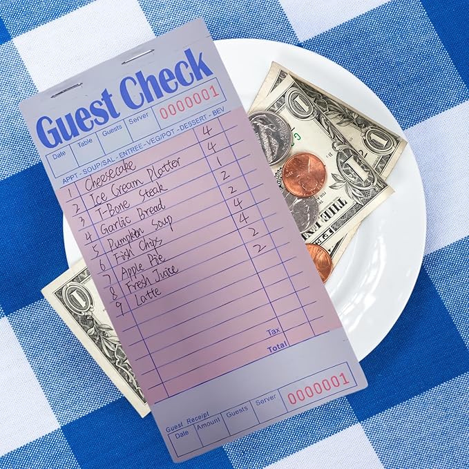 4 Pack Pink Guest Checks Books for Servers, Server Note Pads, Waiter Checkbook, Waitress Notepad for Restaurants Supplies, Order Pad Paper Checks 50 Sheets/Pack, 200 Total Tickets