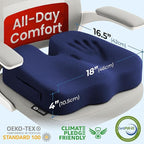 5 STARS UNITED Seat Cushion for Tailbone Pain Relief – Memory Foam Cushion for Coccyx, Hip, Sciatica & Post-Surgery Recovery – Wheelchair, Car, Desk, Gaming & Office Chairs, Blue, X-Large