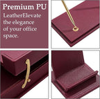 RitPin Desk Set，11-Piece Leather Desk Organizer Set, Executive Office Accessories with Desk Pad & Blotter, 2-Tier Tray, Pen Holder & More, Professional Office Desk Decor & Gift Set (Burgundy)