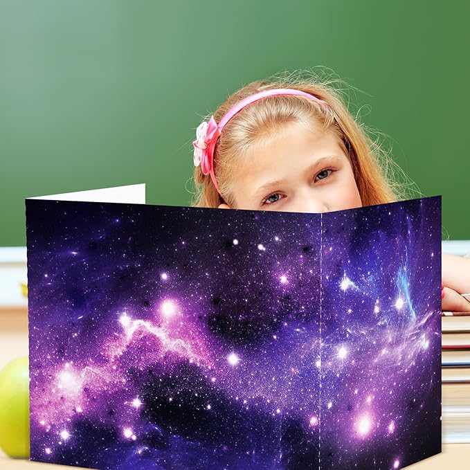 SATINIOR 24 Pcs Desk Dividers for Students, 12 Colors Testing Dividers Privacy Folders for Classroom Must Have Bulk, Study Panel for School Teacher Student Study Supplies(Galaxy Style)