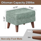 FAGAGA Small Footstool Ottoman, Footstool with Adjustable Lid, 11" Ottoman Foot Rest with Storage for Living Room, Bedroom, Couch, Enterway, Green