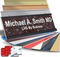 Custom Name Plate for Doors, with Choice of Mounting Holders for Walls, Doors, Cubicles, Hanging and More - Personalized Canberry Marble Plastic White Letters - USA Made 2x6 - S5