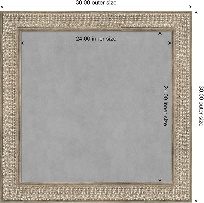 Amanti Art Silver Framed Magnetic Board 30x30 Medium Vision Board for use with Magnets, 100% Metal Sheet to Display Items as Office Decor or for Home Organization in mudroom, Kitchen or Kids Room