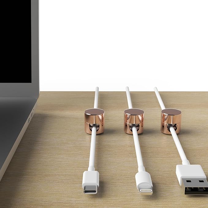 ICONIT Cable Anchors for Desk Organization | Premium Aluminum Cord Organizers | Charger + Cable Management Clips for Home & Office | Stylish, Sturdy, & Functional | (3 Pack) (Copper)