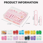 NEEWAY Colorful Paper Clips Assorted Sizes, Small and Large Paperclips, 210 Count, 3 Pack of 70 (Light Pink)