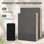 TSFPapier Lined Journal Notebook for Work College Ruled Note Book 5.79"x8.27" A5 PU Leather Daily Journaling 216 Pages for Women Men Writing Home School Supplies Business (Dark Gray)
