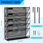 GDINDINFAN 6-Tier Hanging File Organizer Office Cubicle Accessories for Work Organizer Wall Mount File Holder for Mails Folders Papers Magazine Organization, Black