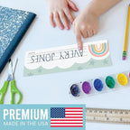 Desk Name Tags for Classroom -25 Student Name Plates for Classroom Kindergarten, Preschool, 1st, 2nd & 3rd Grade, 9x3 Teacher Nameplates for Student Desks & Cubbies, Boho Nametags