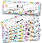 Desk Name Tags for Classroom – 36 Student Name Plates for Classroom Kindergarten, Preschool, 1st, 2nd & 3rd Grade, 14.5 x 4in Teacher Nameplates for Student Desks, Smiley Nametags
