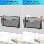SUPEASY 6 Single Mail Organizer Wall Mounted, Wall File Organizer, Hanging File Organizer with Hooks, Mail Oganizer Binder Holder for Home Office (with 14 Adhesive Hooks)