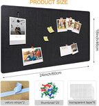 Yunihome Large Bulletin Board - Foldable 24x18 Inches Cork Board Alternative with 20 Push Pins, Self-Adhesive Felt Bulletin Board for Wall, Home Office Classroom Decor