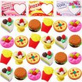 JOYIN 36 PCS Valentines Day Gift Cards with 3D Dessert Erasers for Kid Classroom Cards, Party Favor Toy Card Party Favor, Classroom Prize Supplies, Valentine’s Greeting Cards