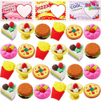 JOYIN 36 PCS Valentines Day Gift Cards with 3D Dessert Erasers for Kid Classroom Cards, Party Favor Toy Card Party Favor, Classroom Prize Supplies, Valentine’s Greeting Cards