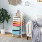 Giantex 6 Storage Drawer Cart Rolling Organizer Cart for Tools Scrapbook Paper Home Office School Multipurpose Mobile Utility Cart (Macaron)