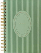 Graphique Cottage Stripe Hardbound Spiral Journal, 160 Ruled Pages Hard Cover Notebook, Diary, Lists, Record Month and Date, Premium Paper, 6” x 8”