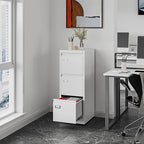Fesbos 3 Drawers Vertical File Cabinets - 17.8" Deep Lockable Filing Cabinet - White Metal Storage Cabinets for Home Office to Hanging Files Letter/Legal/F4/A4 Size