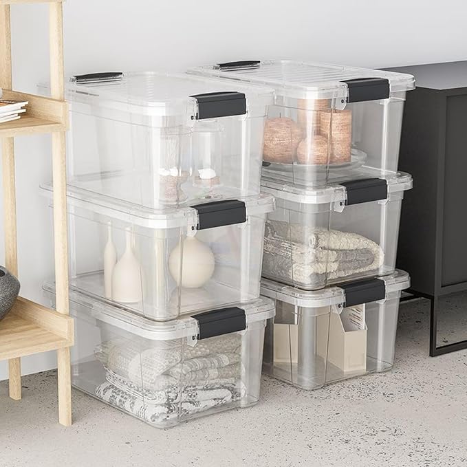 Superio Clear Storage Bins with Lids, Stackable Storage Box with Latches and Handles, Extra Small, 2 Pack 3 Quart