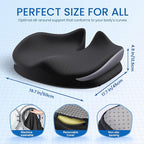 Benazcap Large Seat Cushion for Office Chair Memory Foam Coccyx Pain Relief Cushion Pillow for Back Support Non-Slip Seat Pad