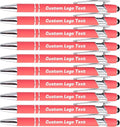HEYZARDA Personalized Pens with Name Text Logo Custom Ballpoint Pen for Business Office Events with Stylus for Touchscreen 100 Pcs Peach