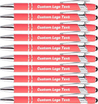 HEYZARDA Personalized Pens with Name Text Logo Custom Ballpoint Pen for Business Office Events with Stylus for Touchscreen 10 Pcs Peach