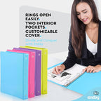 1 Inch 3 Ring Binder 1” Binder Clear View Cover with 2 Inside Pockets, Colored School Supplies Office and Home Binders Assorted Colors May Vary (4 Pack) – by Enday