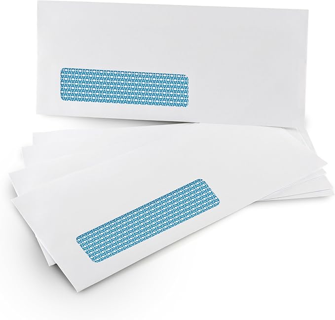 Aimoh 250#10 Custom Printed Single Left Window Envelopes - Text and Logo Customization - Gummed Closure - Size 4-1/8x9-1/2 Inches -24LB-250 Count (7-35310-250)