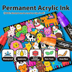 MEHVOR Acrylic Paint Markers, 5 Vibrant Colors Poster Markers Jumbo 15mm Wide Tip Permanent Ink 36g, Thick Acrylic paint pens for Poster, Glass, Rock Painting, Stone, Wood, Car, Ceramic, Fabric