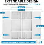 Marbrasse Expandable Desk Drawer Organizer, Mesh Drawer Organizer Tray with 10 Adjustable Compartments, Desk Organizers and Accessories, 5 Dividers Drawer for Office Supplies, Makeup & Vanity (White)
