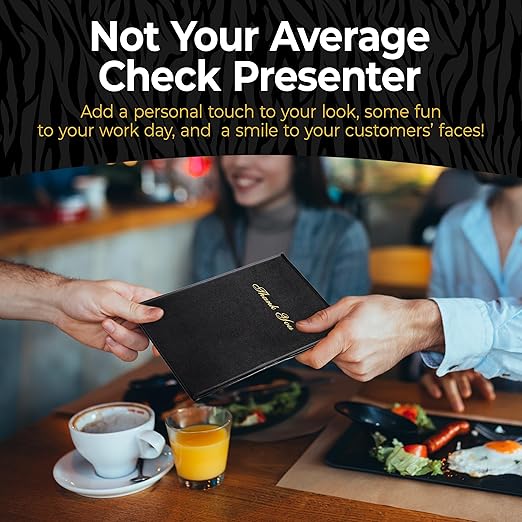 Gold Lion Gear Check Presenters for Restaurants Bulk 40 Pack - 5.5 x 10 Inch Double Side Check Presenter with Gold Thank You Imprint - Receipt Holder for Organized Payments - Black